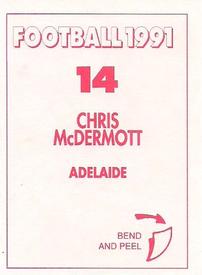 1991 Select AFL Stickers #14 Chris McDermott Back
